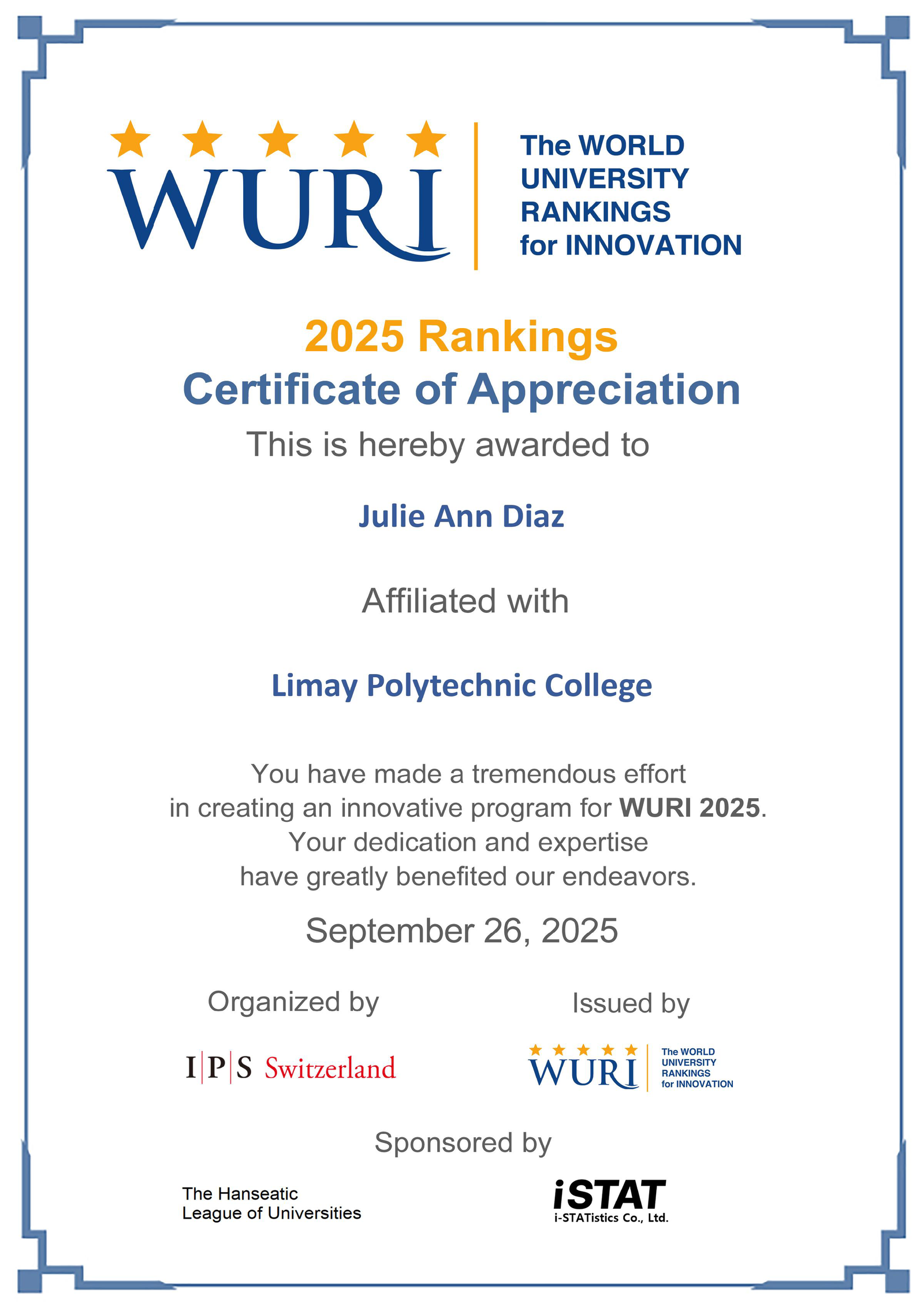 WURI Certificate