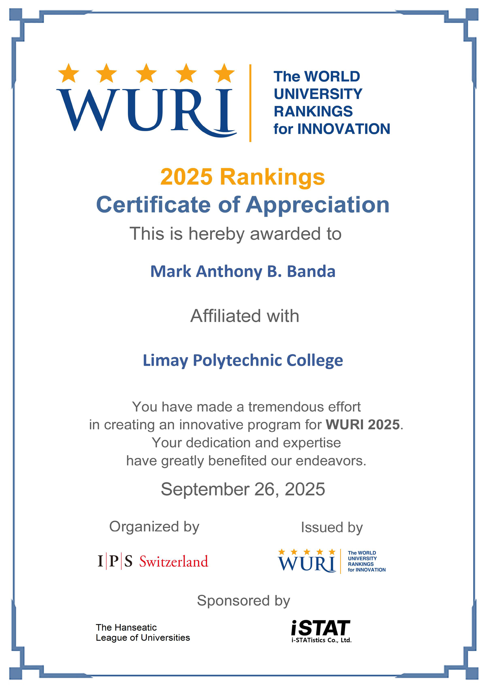 WURI Certificate