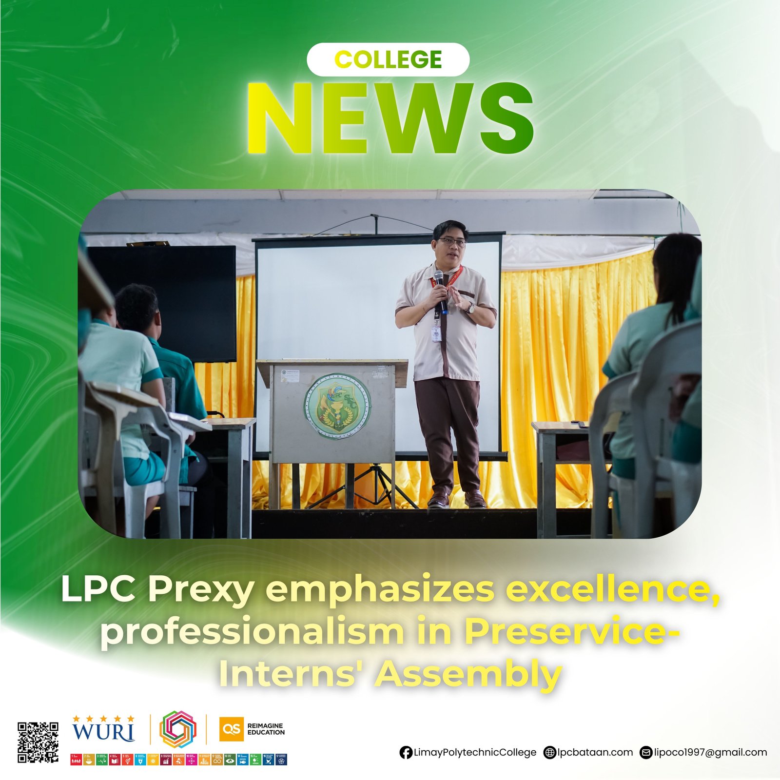 𝗖𝗢𝗟𝗟𝗘𝗚𝗘 𝗡𝗘𝗪𝗦 | LPC Prexy emphasizes excellence, professionalism in Preservice-Interns' Assembly
