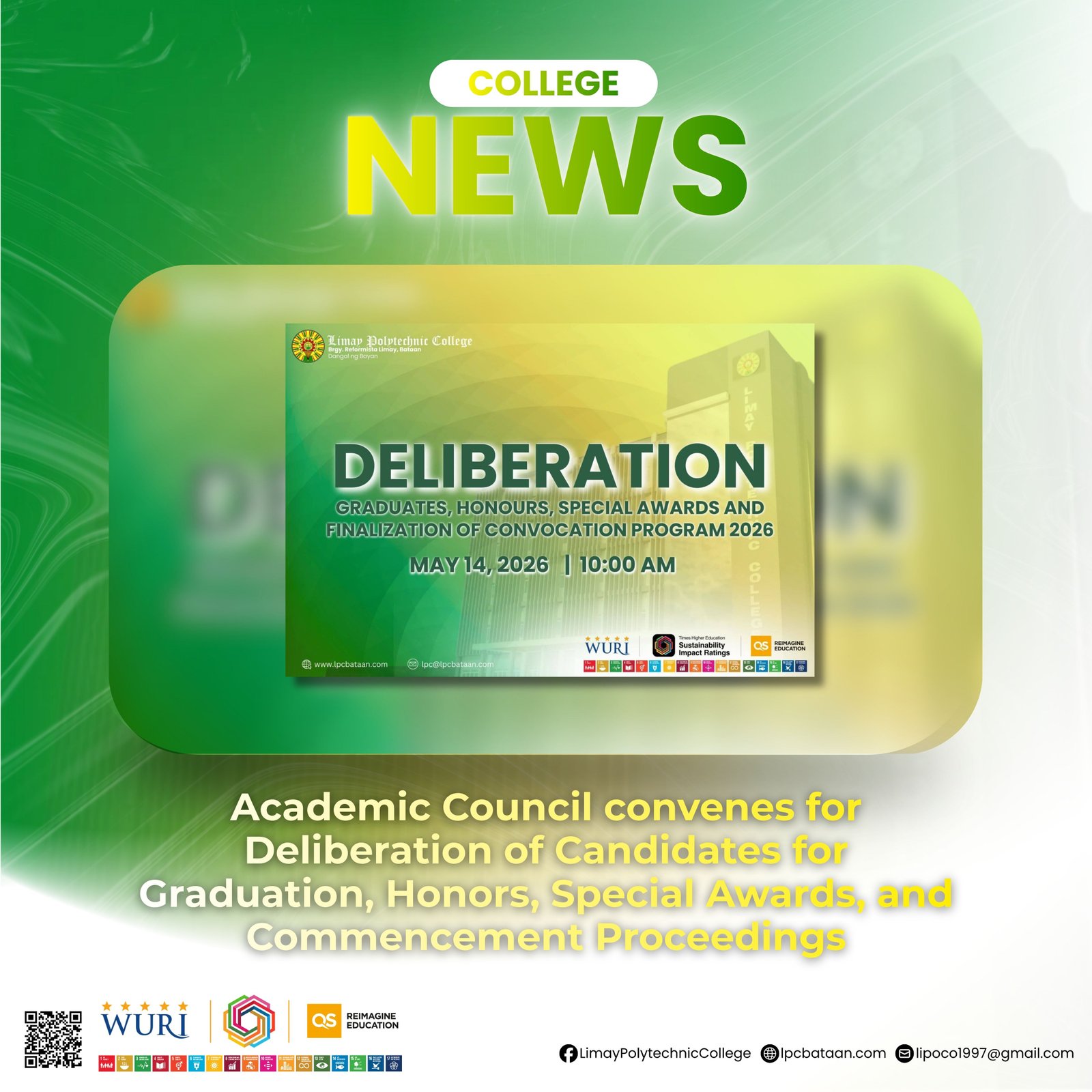 𝗖𝗢𝗟𝗟𝗘𝗚𝗘 𝗡𝗘𝗪𝗦 | Academic Council convenes for Deliberation of Candidates for Graduation, Honors, Special Awards, and Commencement Proceedings