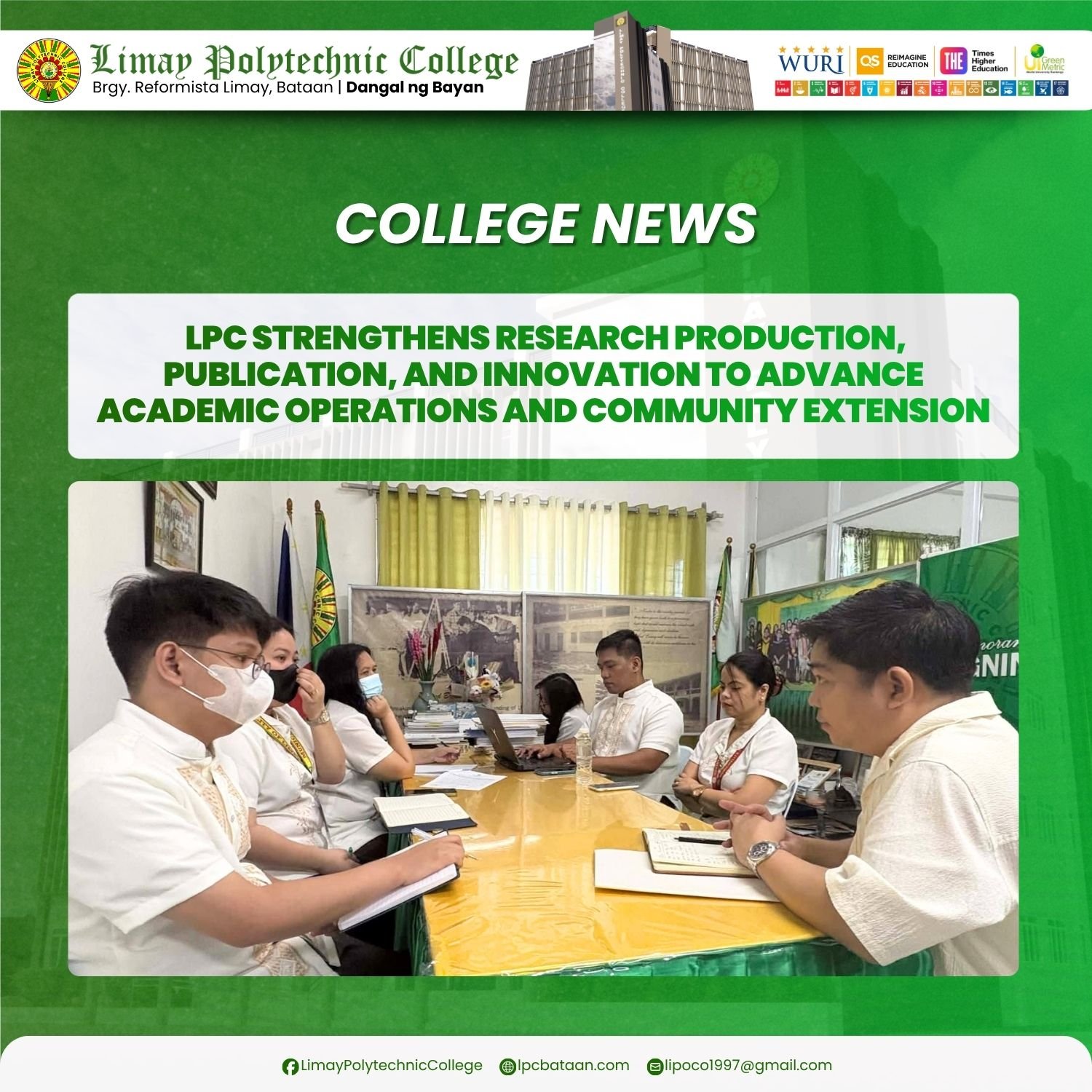 𝗖𝗢𝗟𝗟𝗘𝗚𝗘 𝗡𝗘𝗪𝗦 | LPC strengthens Research Production, Publication, and Innovation to advance Academic Operations and Community Extension
