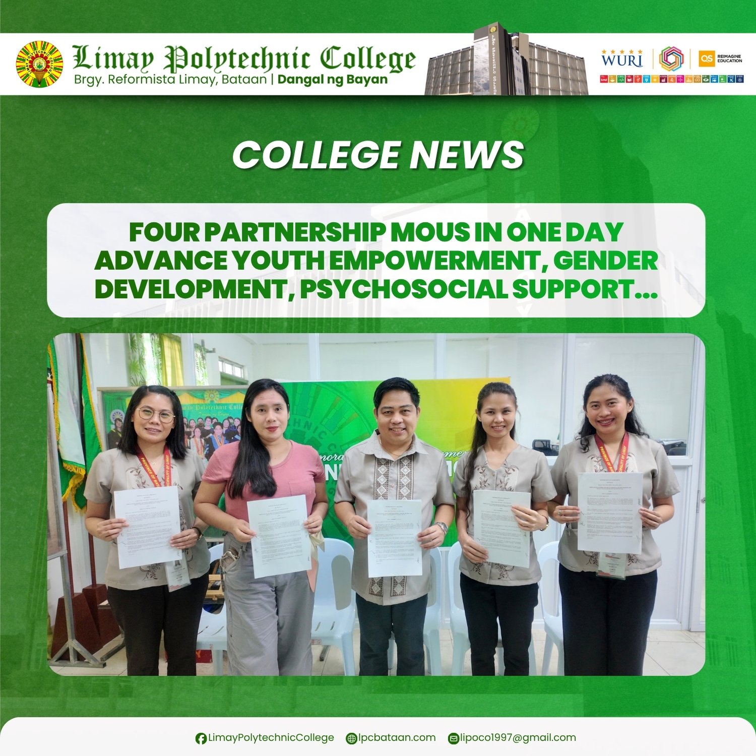 𝗖𝗢𝗟𝗟𝗘𝗚𝗘 𝗡𝗘𝗪𝗦 | Four Partnership MOUs in One Day advance Youth Empowerment, Gender Development, Psychosocial Support, and Digital Scam Advocacy