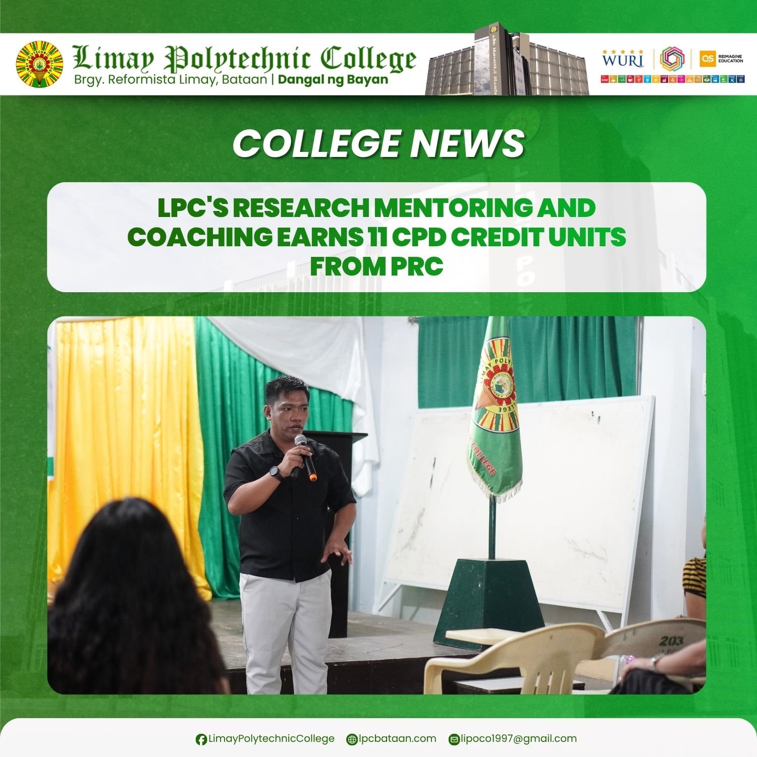 𝗖𝗢𝗟𝗟𝗘𝗚𝗘 𝗡𝗘𝗪𝗦 | LPC'S Research Mentoring and Coaching earns 11 CPD credit units from PRC