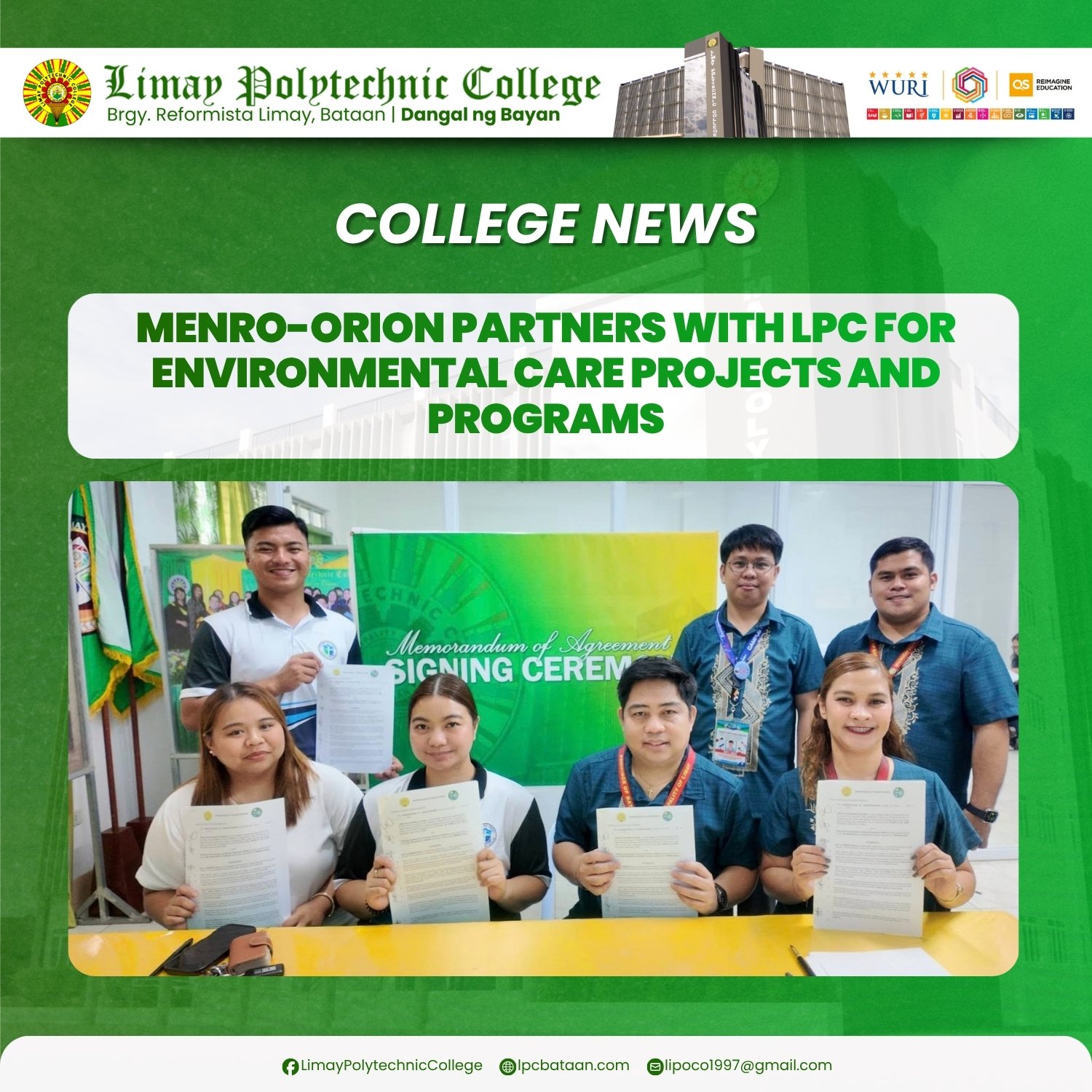 𝗖𝗢𝗟𝗟𝗘𝗚𝗘 𝗡𝗘𝗪𝗦 | MENRO-Orion partners with LPC for Environmental Care Projects and Programs