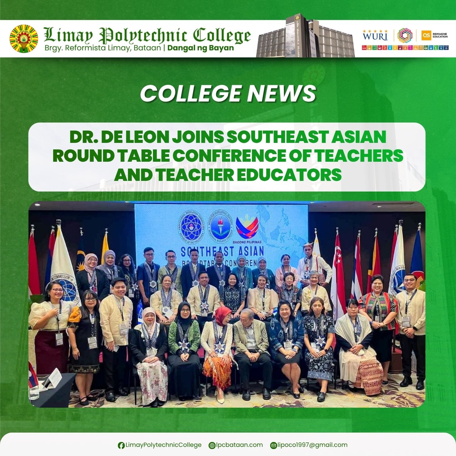 𝗖𝗢𝗟𝗟𝗘𝗚𝗘 𝗡𝗘𝗪𝗦 | Dr. De Leon joins Southeast Asian Round Table Conference of Teachers and Teacher Educators