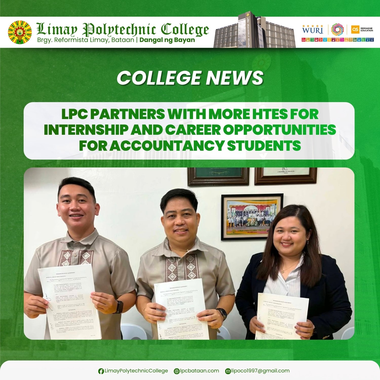 𝗖𝗢𝗟𝗟𝗘𝗚𝗘 𝗡𝗘𝗪𝗦 | LPC partners with more HTEs for Internship and Career Opportunities for Accountancy Students