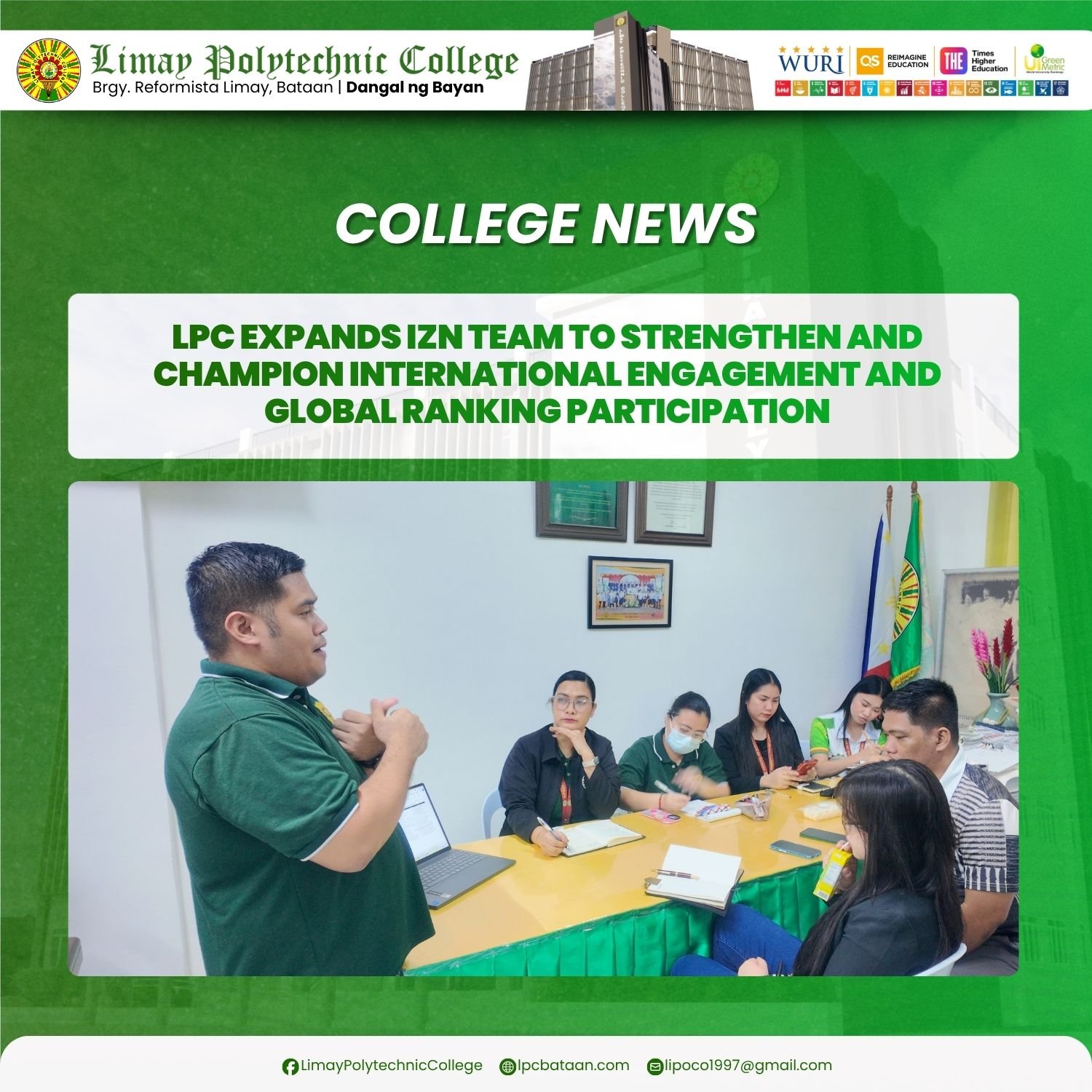 𝗖𝗢𝗟𝗟𝗘𝗚𝗘 𝗡𝗘𝗪𝗦 | LPC expands IZN Team to strengthen and champion International Engagement and Global Ranking Participation