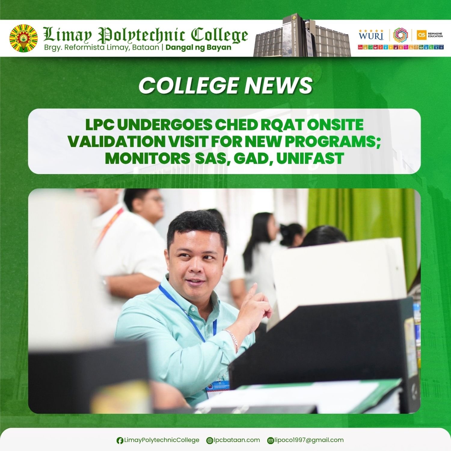 𝗖𝗢𝗟𝗟𝗘𝗚𝗘 𝗡𝗘𝗪𝗦 | LPC undergoes CHED RQAT Onsite Validation Visit for New Programs and Monitoring of SAS, GAD, and UniFAST