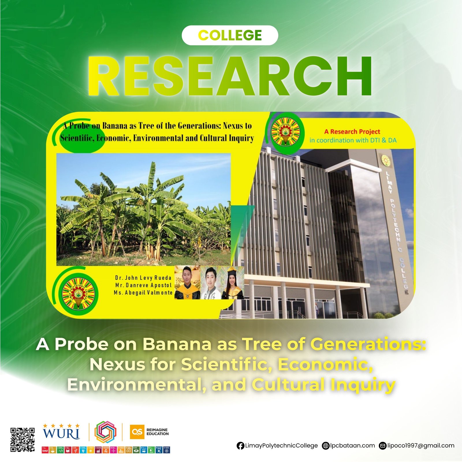 𝗖𝗢𝗟𝗟𝗘𝗚𝗘 𝗥𝗘𝗦𝗘𝗔𝗥𝗖𝗛 | A Probe on Banana as Tree of Generations: Nexus for Scientific, Economic, Environmental, and Cultural Inquiry