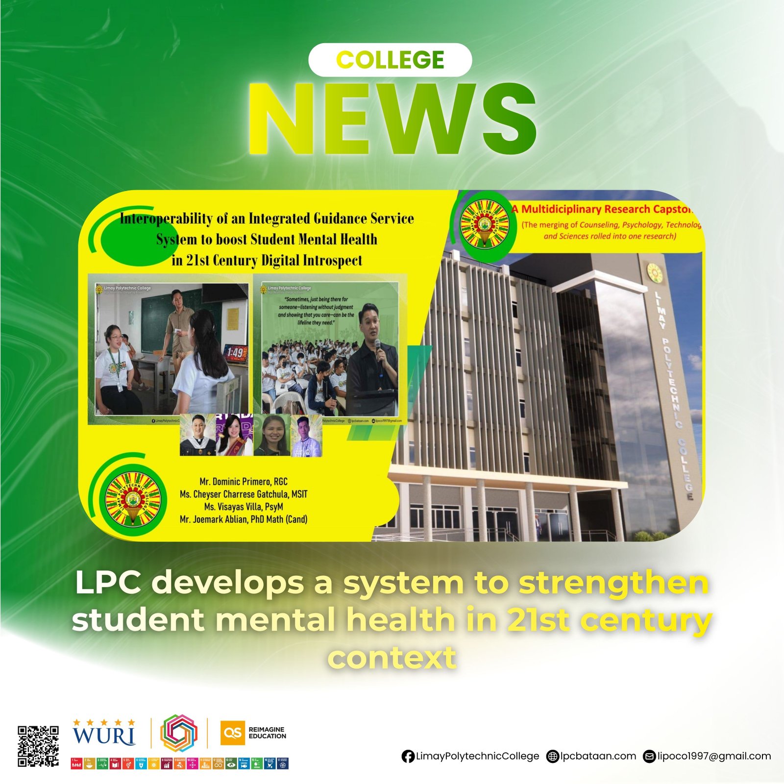 𝗖𝗢𝗟𝗟𝗘𝗚𝗘 𝗡𝗘𝗪𝗦 | LPC develops a system to strengthen student mental health in 21st century context