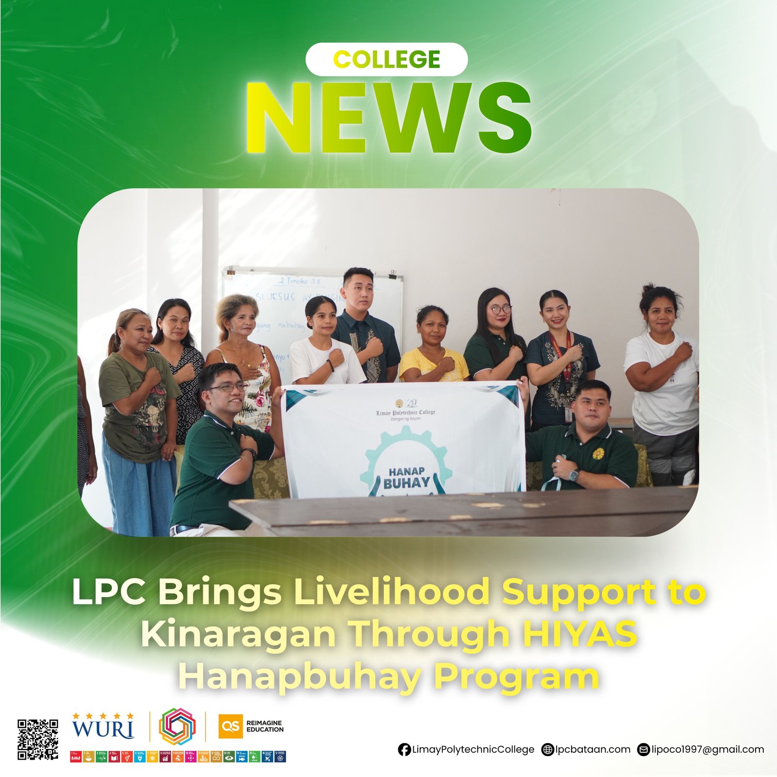 𝗖𝗢𝗟𝗟𝗘𝗚𝗘 𝗡𝗘𝗪𝗦 | LPC Brings Livelihood Support to Kinaragan Through HIYAS Hanapbuhay Program
