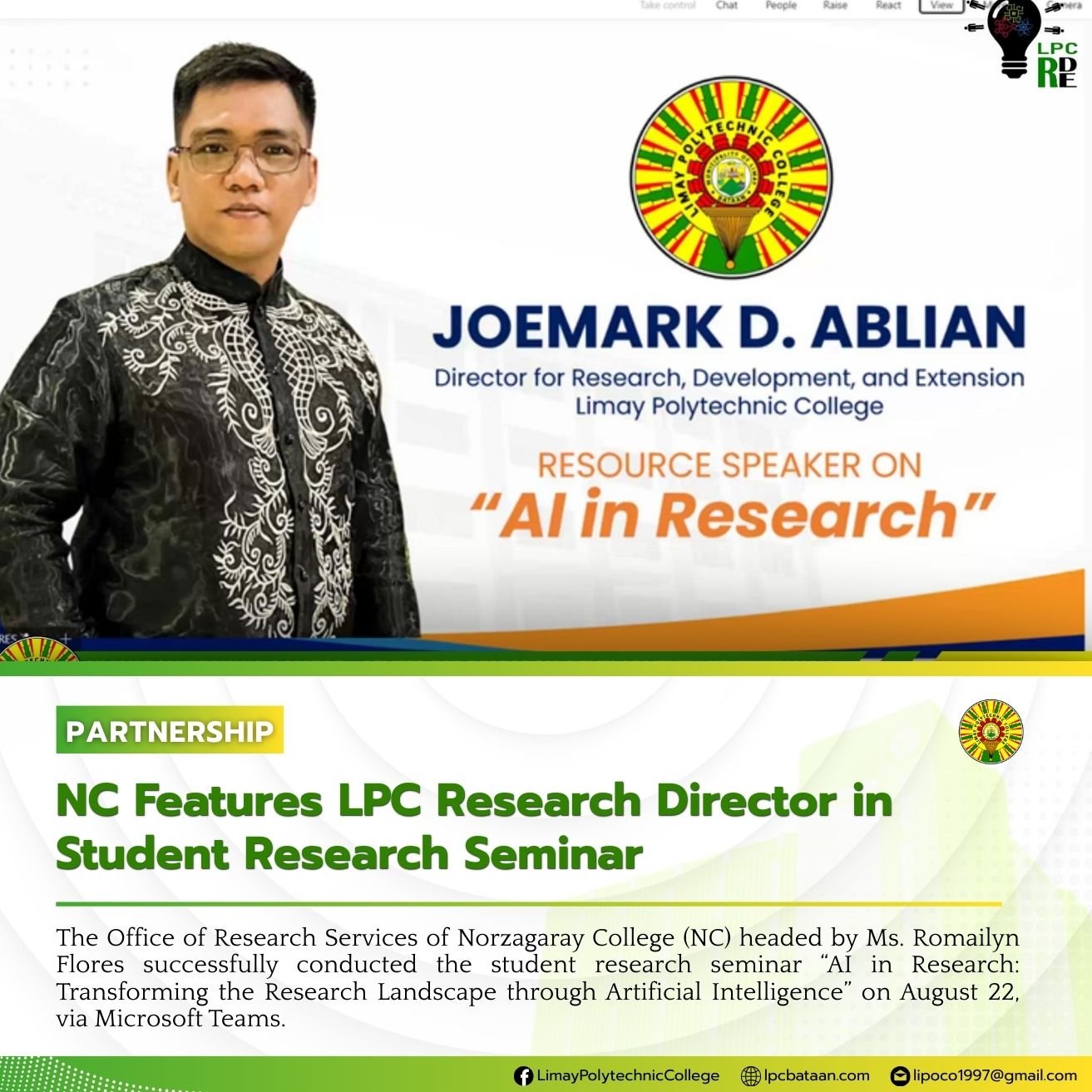 𝗣𝗔𝗥𝗧𝗡𝗘𝗥𝗦𝗛𝗜𝗣 | Norzagaray College Features LPC Research Director in Student Research Seminar