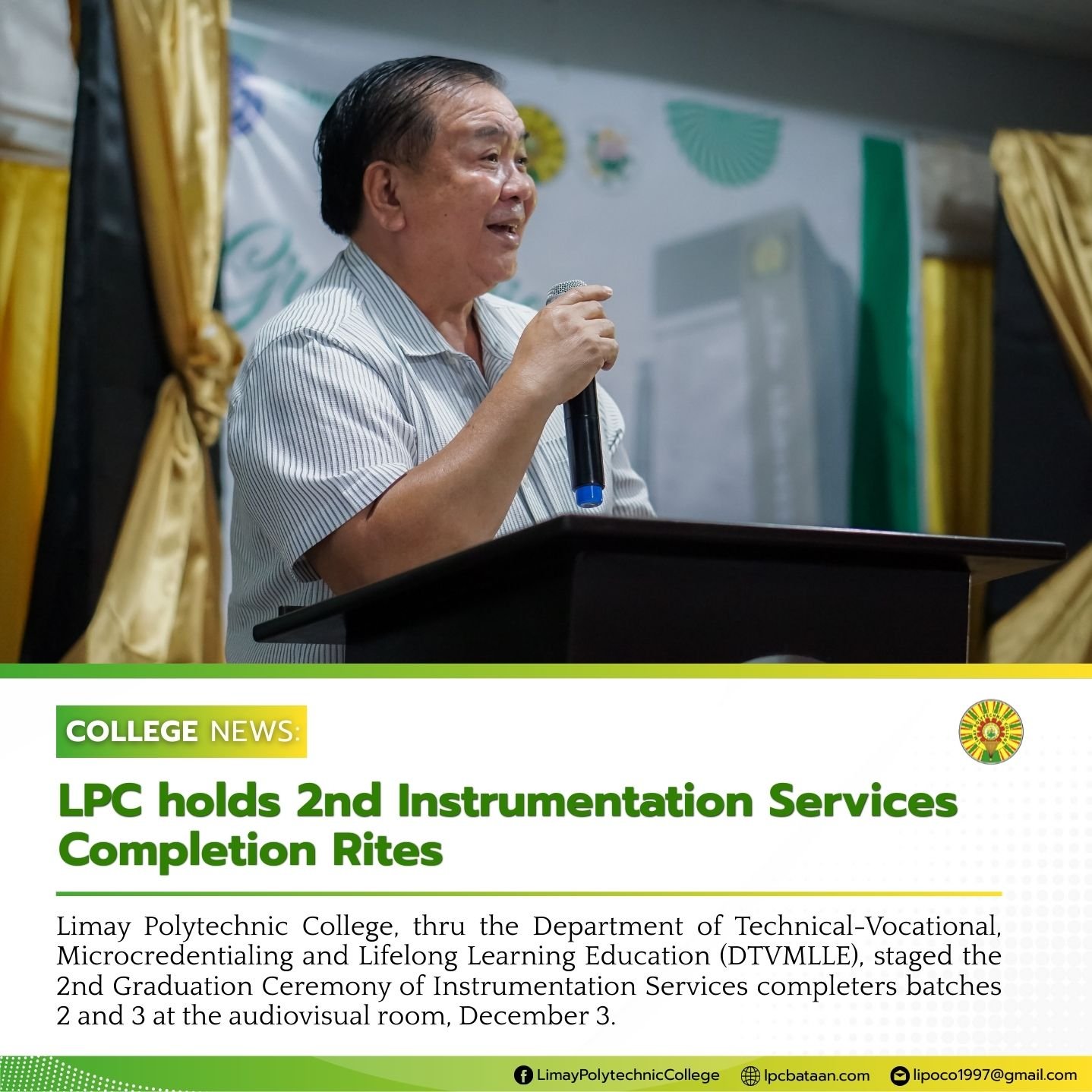 𝗖𝗢𝗟𝗟𝗘𝗚𝗘 𝗡𝗘𝗪𝗦 | LPC holds 2nd Instrumentation Services Completion Rites