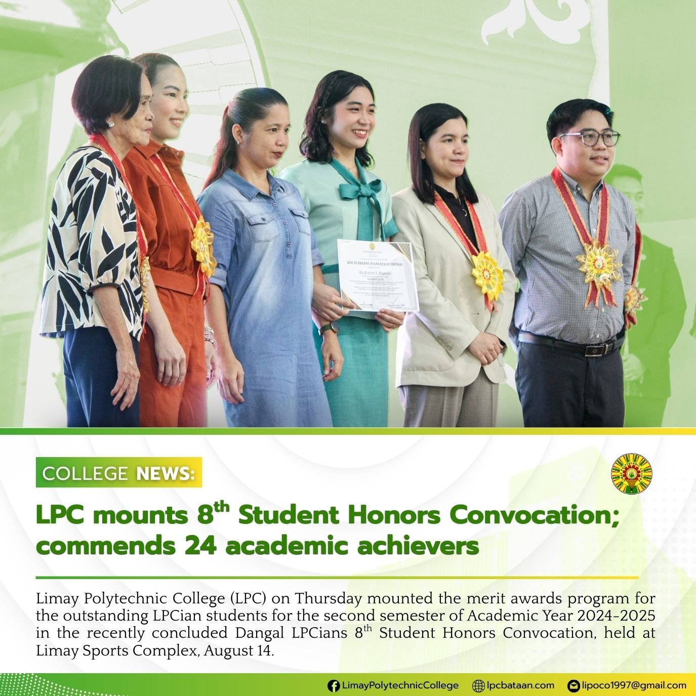 LPC mounts 8th Student Honors Convocation; commends 24 academic achievers