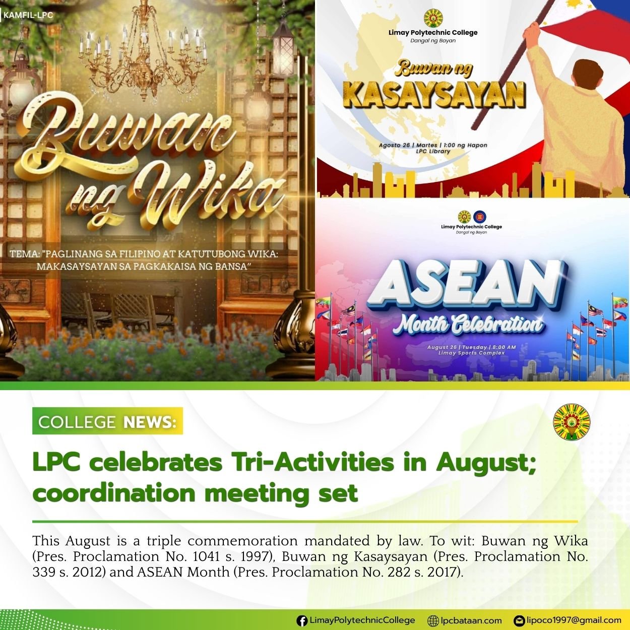 LPC celebrates Tri-Activities in August; coordination meeting set