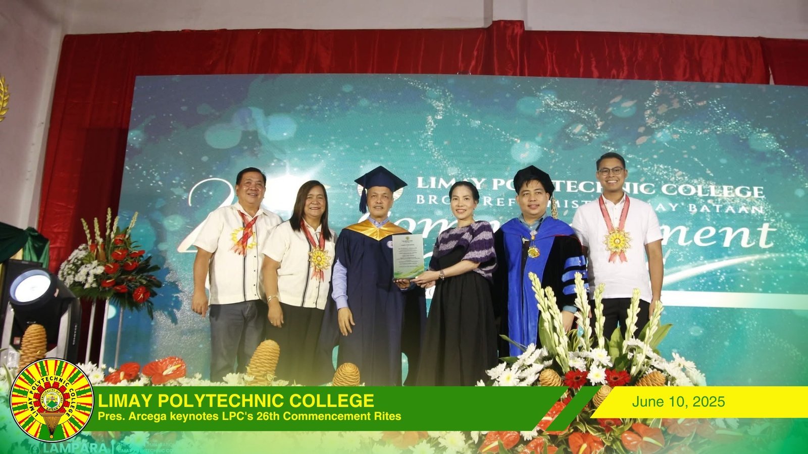 Pres. Arcega keynotes LPC's 26th Commencement Rites