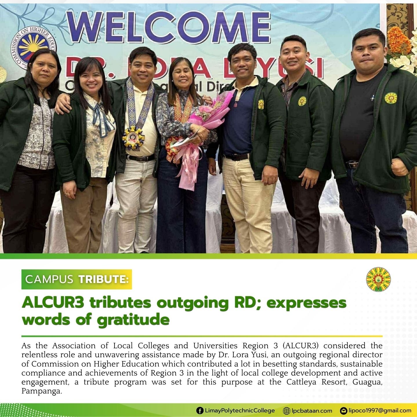 𝗖𝗔𝗠𝗣𝗨𝗦 𝗧𝗥𝗜𝗕𝗨𝗧𝗘 | ALCUR3 tributes outgoing RD; expresses words of gratitude