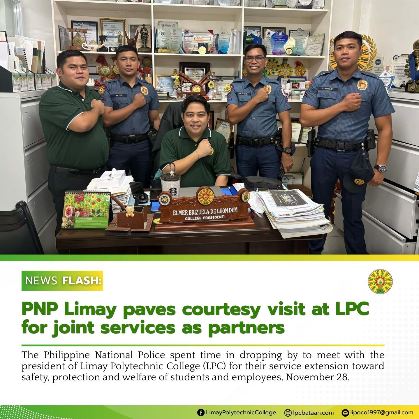 𝗡𝗘𝗪𝗦 𝗙𝗟𝗔𝗦𝗛 | PNP Limay paves courtesy visit at LPC for joint services as partners