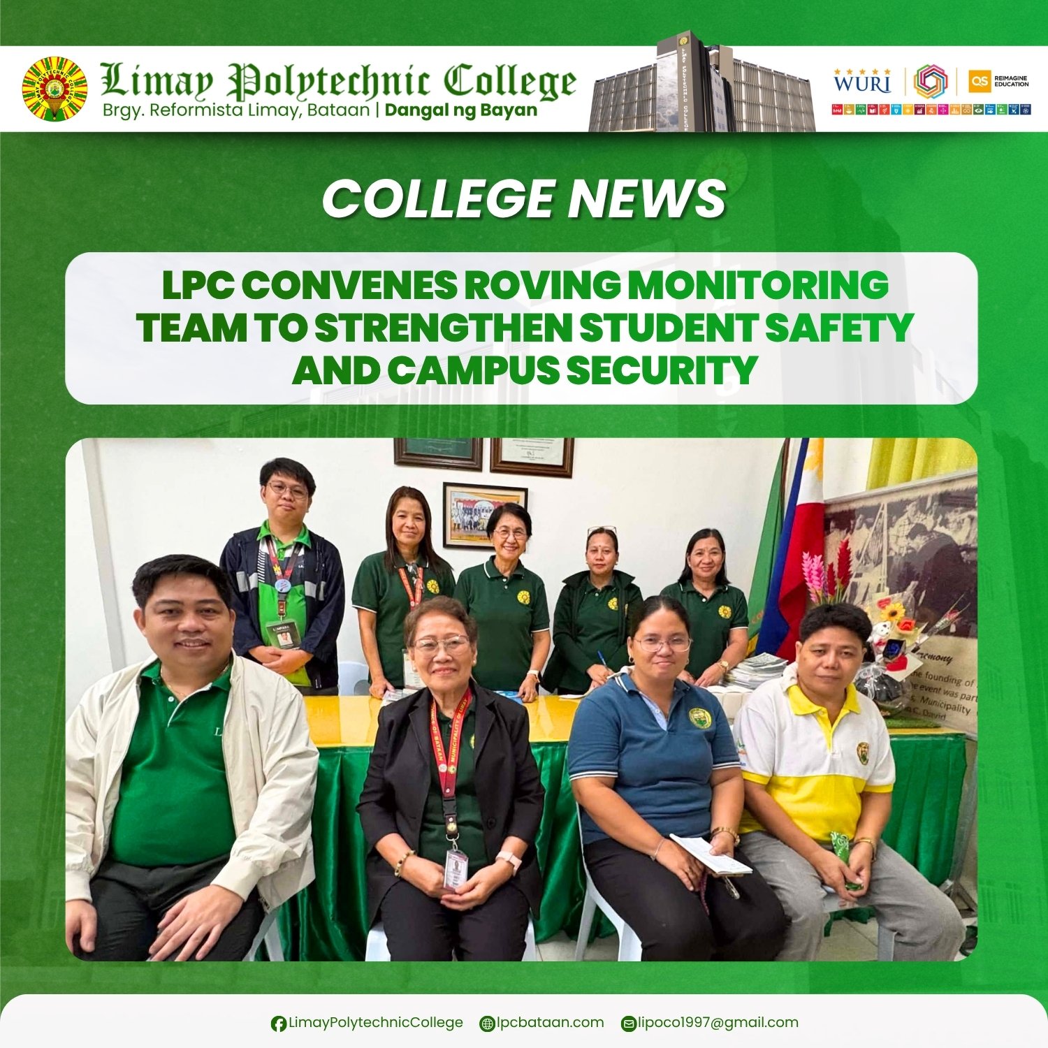 𝗖𝗢𝗟𝗟𝗘𝗚𝗘 𝗡𝗘𝗪𝗦 | LPC convenes Roving Monitoring Team to strengthen Student Safety and Campus Security