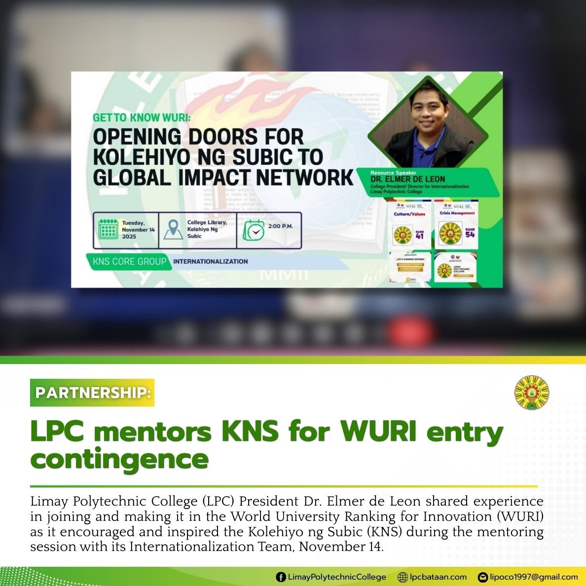 𝗣𝗔𝗥𝗧𝗡𝗘𝗥𝗦𝗛𝗜𝗣 | LPC mentors KNS for WURI entry contingence