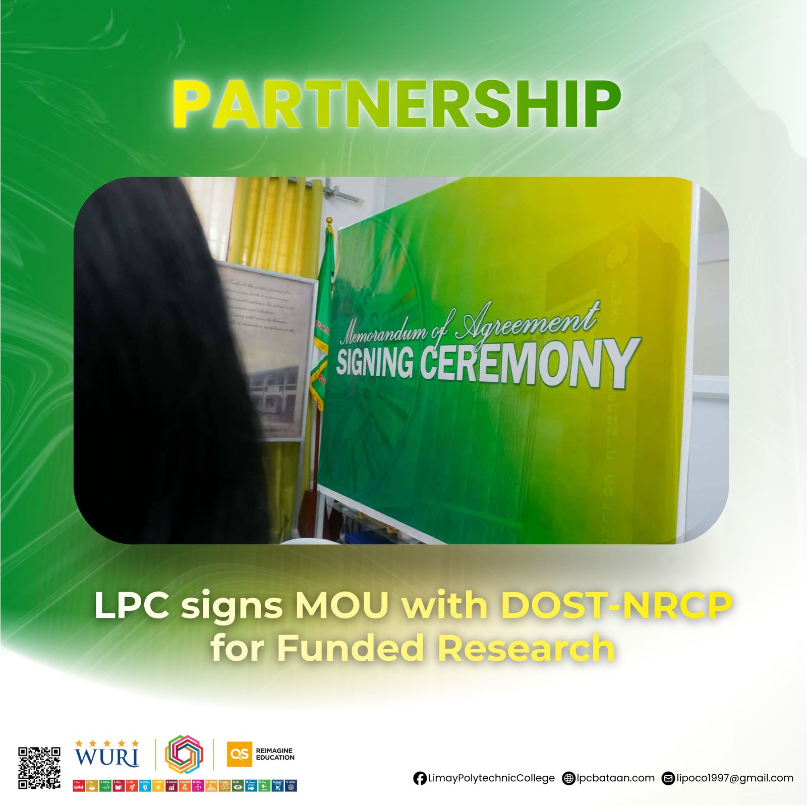 𝗣𝗔𝗥𝗧𝗡𝗘𝗥𝗦𝗛𝗜𝗣 | LPC signs MOU with DOST-NRCP for Funded Research