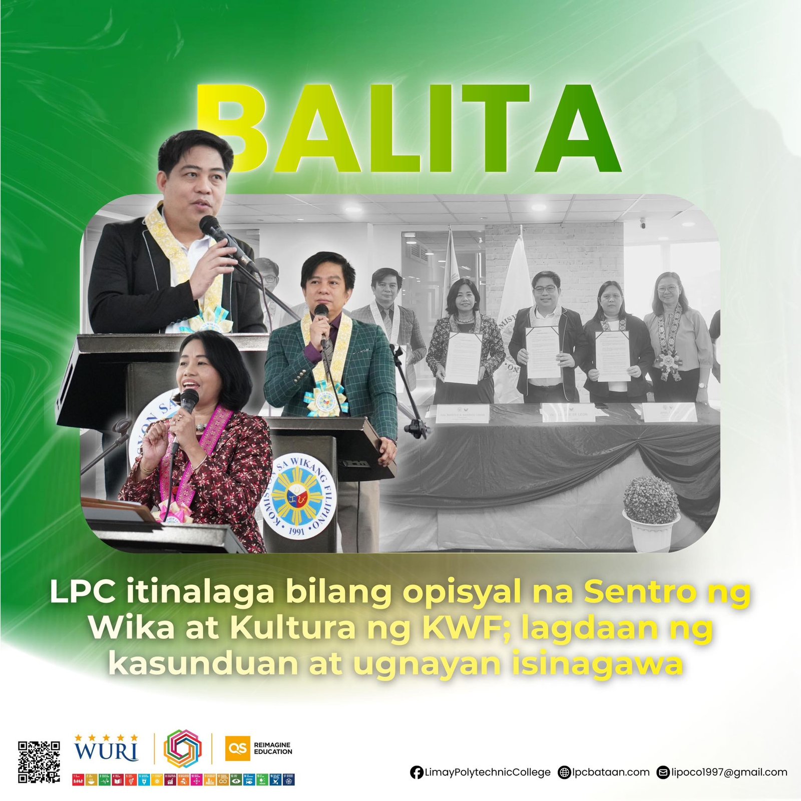 𝗕𝗔𝗟𝗜𝗧𝗔 | LPC itinalagang bilang opisyal na Sentro ng Wika at Kultura ng KWF; lagdaan ng kasunduan at ugnayan isinagawa