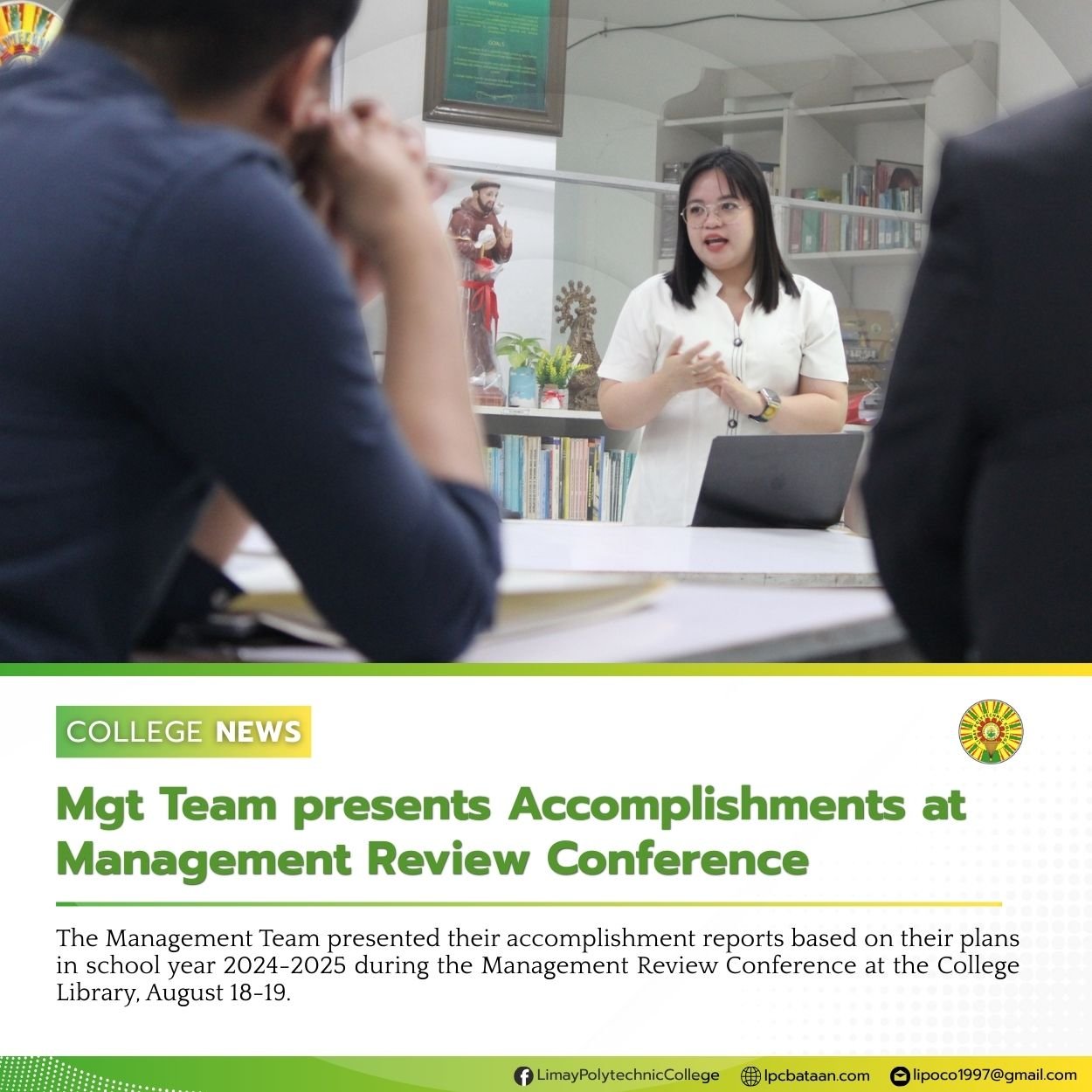 𝗖𝗢𝗟𝗟𝗘𝗚𝗘 𝗡𝗘𝗪𝗦 | Mgt Team presents Accomplishments at Management Review Conference