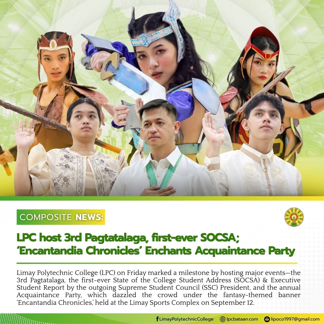 𝗖𝗢𝗠𝗣𝗢𝗦𝗜𝗧𝗘 𝗡𝗘𝗪𝗦 | LPC hosts 3rd Pagtatalaga, first-ever SOCSA; ‘Encantandia Chronicles’ Enchants Annual Acquaintance Party