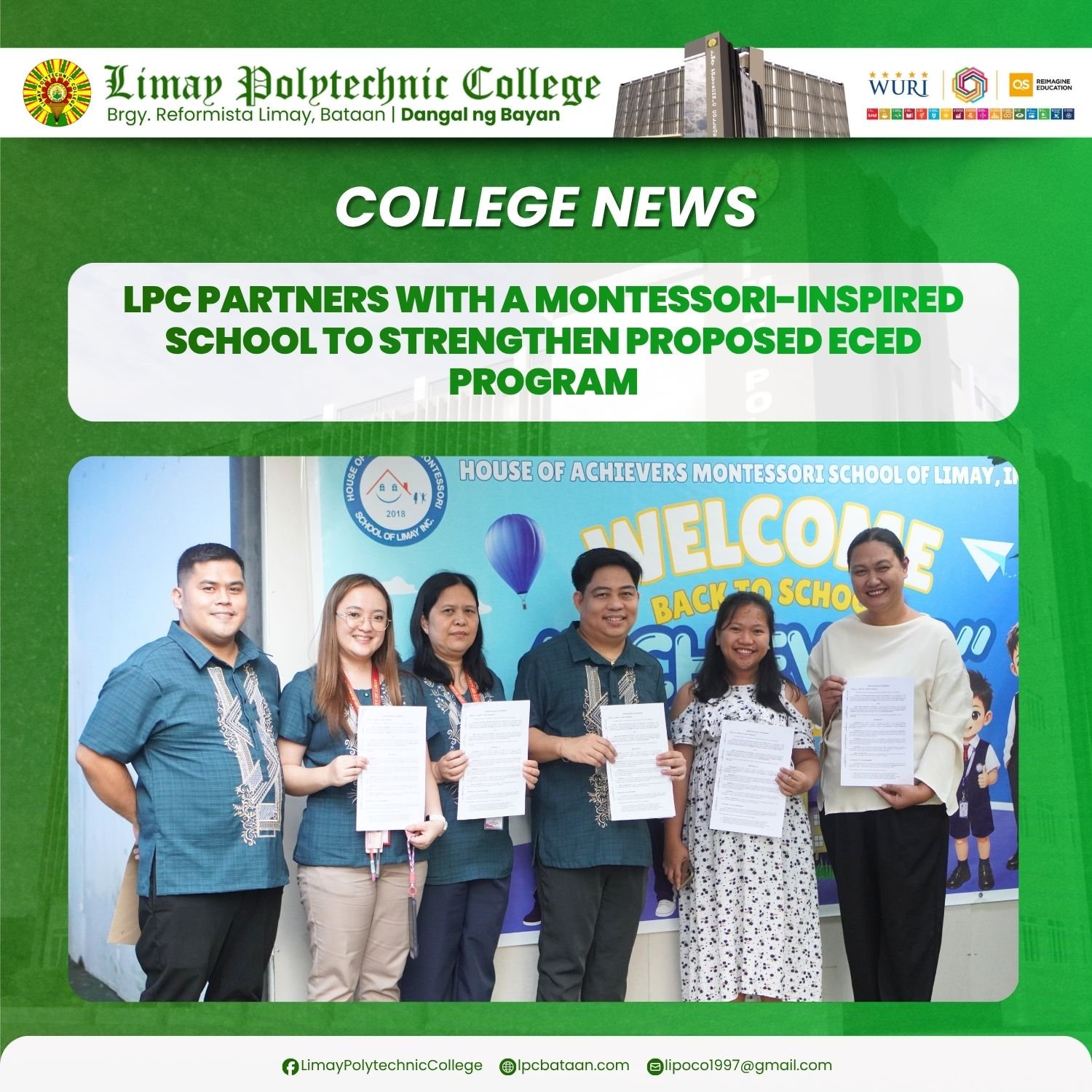 𝗖𝗢𝗟𝗟𝗘𝗚𝗘 𝗡𝗘𝗪𝗦 | LPC partners with a Montessori-inspired school to strengthen Proposed ECED Program