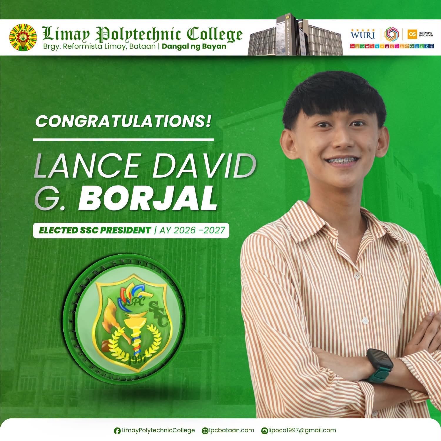 𝗖𝗢𝗟𝗟𝗘𝗚𝗘 𝗡𝗘𝗪𝗦 | Borjal enthrones as new SSC prexy for A.Y 2026-2027